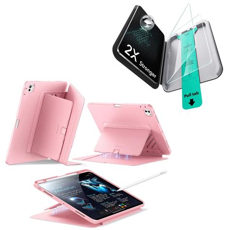 Magnetic Pink iPad Pro 13 Case with 9H Screen Protectors (M5)|ESR Flip