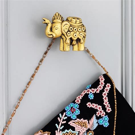 Modern Golden Brass Elephant Wall Hook