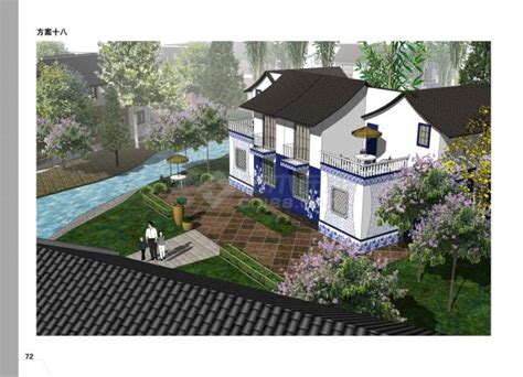 105平方米砖混结构田园风格住宅设计cad图，含效果图_居住建筑_土木在线