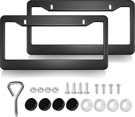 Amazon.com: Black Matte License Plate Frames, 2 Pack Widened Aluminum ...