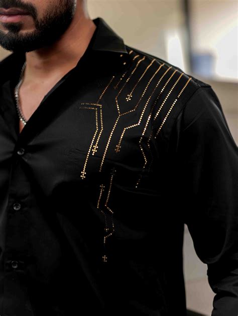 Black Club Wear Satin Cotton Party Shirt – The Foomer