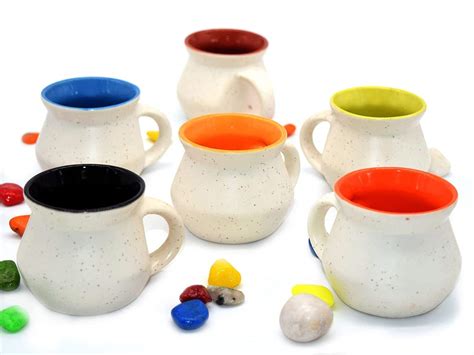 Buy PrideKraft Ceramic Matki Cup Set of 6 Each 120 ml | Matka Cup Set ...