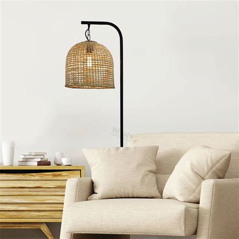 Oriel Jess Floor Lamp with Rattan Shade - Bitola Lighting & Fans