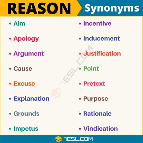 141 Synonyms for "Reason" with Examples | Another Word for “Reason” • 7ESL