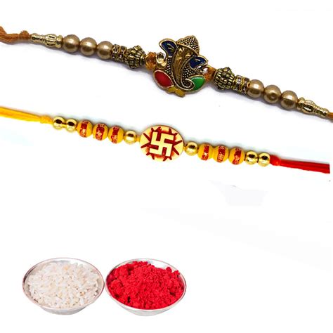Buy HEALIT : 2 Pcs Beautiful Rakhi For Brother Sister With Roli Chawal ...
