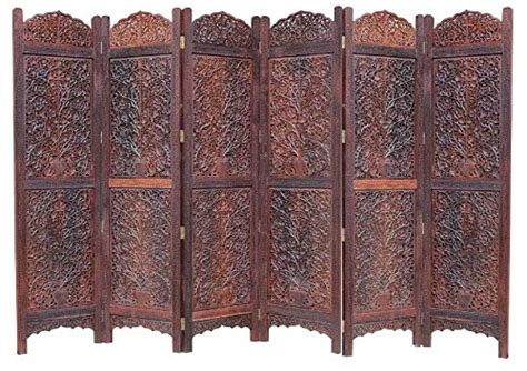 Buy Shilpi Wooden 6 Panels Sheesham Wood Room Separators Folding Panels ...