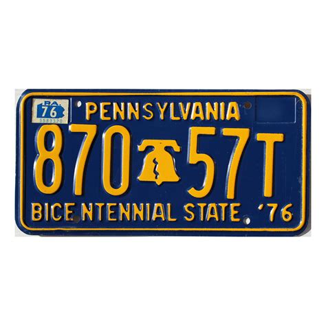 1976 Pennsylvania Bicentennial License Plate #87057T | USA