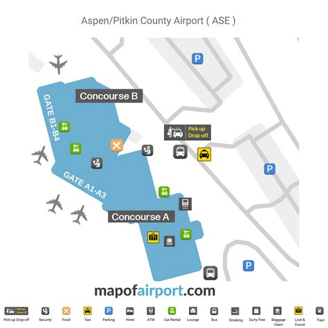 Map Of Aspen Airport ( ASE ) - Concourse A & B Map