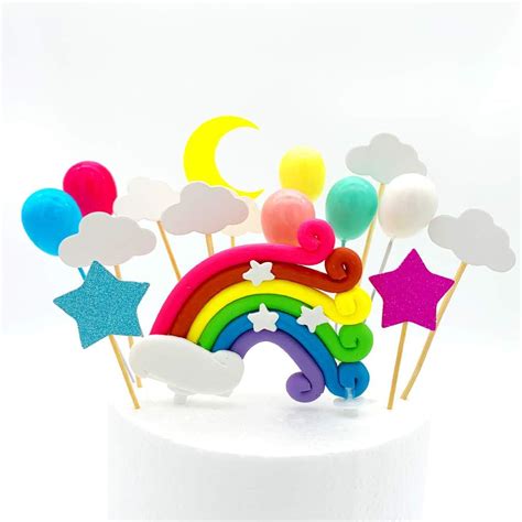 Buy JIUCHANG 15pcs Cake Topper, Colorful Rainbow Cake Topper Set with ...