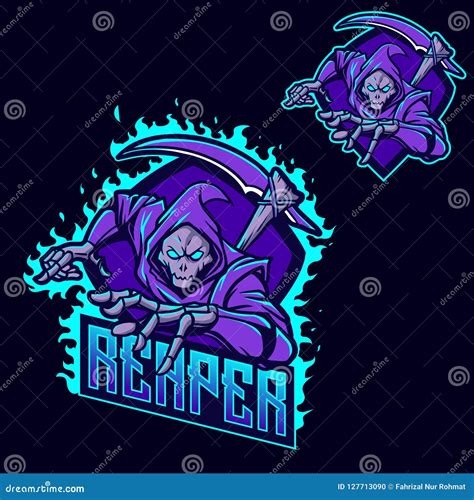 Grim Reaper Ninja Esport Gaming Mascot Logo Template Stock Illustration ...