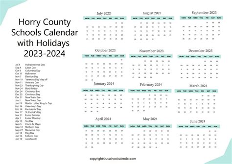 Horry County Schools Calendar - US School Calendar