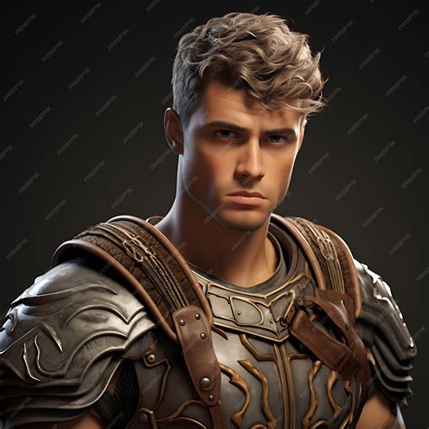 Premium Photo | 3D Character Male Warrior Muscular Fair Skin Sword ...