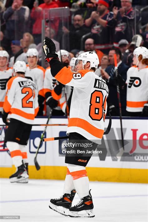 Cam Atkinson of the Philadelphia Flyers waves to the fans after being ...