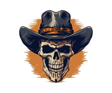 Premium Vector | Skull in a cowboy hat vector illustration design
