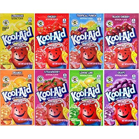 Kool-Aid 8 Flavors Variety Pack, Featuring Lemon-Lime & Grape, 48 Drink ...