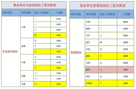 最新公务员事业单位工资套改等级标准对照表详解