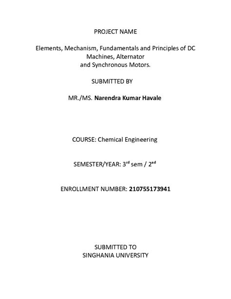Title: Key Elements of DC Machines and Synchronous Motors (CHEM ENG 3rd ...