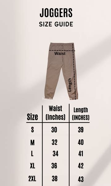 Jogger : Size Guide – Nautunkee