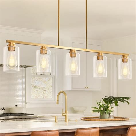 Amazon.com: Mecgirn Island Light for Kitchen, Brushed Gold Dining Room ...