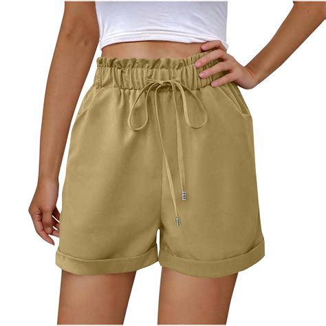 JIUKE Womens Shorts Drawstring High Rise Business Casual Shorts Wide ...