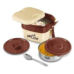 Buy MILTON Cubic Small Inner Stainless Steel Tiffin Box, 800 ml, Ivory ...