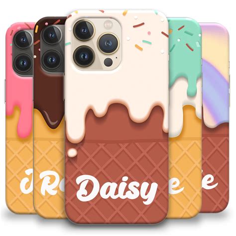 PERSONALISED CUTE PHONE CASE ICE CREAM NAME SILICONE COVER FOR IPHONE ...