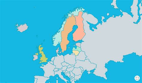 Northern Europe Countries Map Click Quiz Game Online