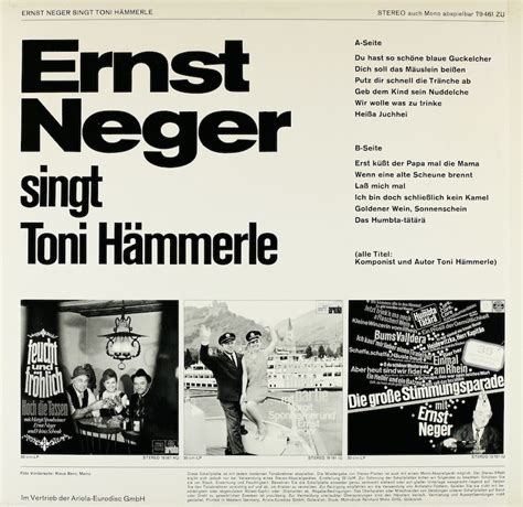 Ernst Neger singt Toni Hämmerle – Bertelsmann Vinyl Collection