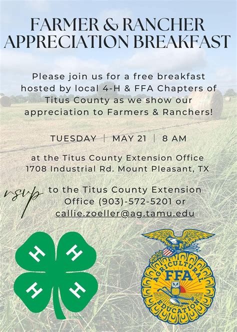 Farmer and Rancher Appreciation Breakfast, 1708 Industrial Rd, Mount ...
