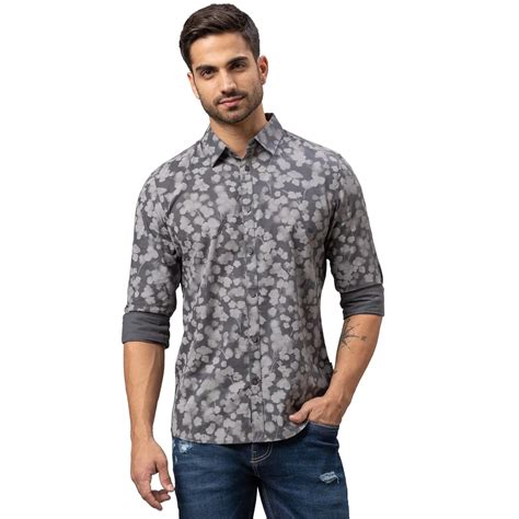 Being Human Slim Fit Men Collared Shirts-Charcoal