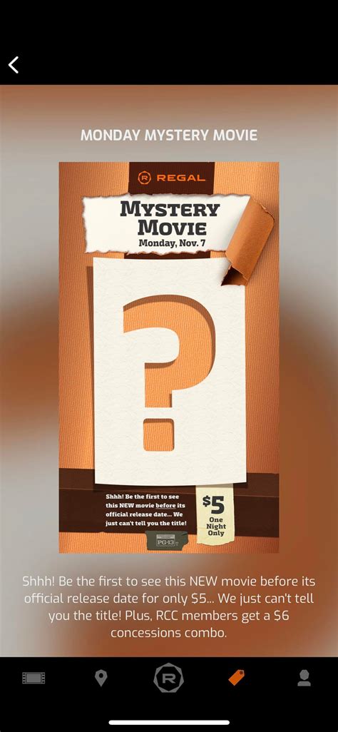 Regal Cinemas is doing another $5 Monday Mystery Movie in November ...