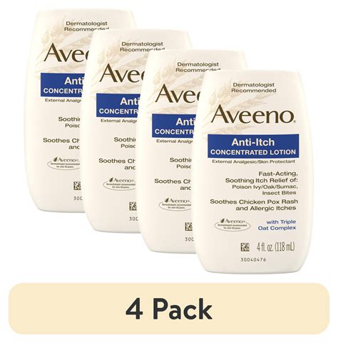 (4 pack) Aveeno Anti-Itch Concentrated Lotion with Calamine and Triple Oat Complex, 4 fl. oz ...