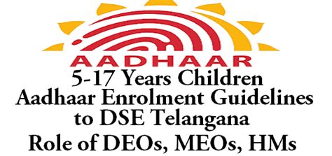 Aadhaar Enrolment Drive Guidelines to DSE Telangana 5-17 Years Children ...