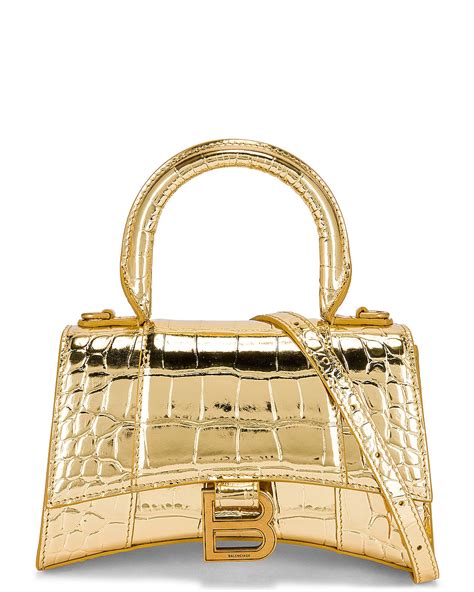 Balenciaga XS Hourglass Top Handle Bag in Gold | FWRD