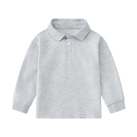 fatyb Kids Long Sleeve Shirts with Collar Boys Girls Cotton Tops Solid ...