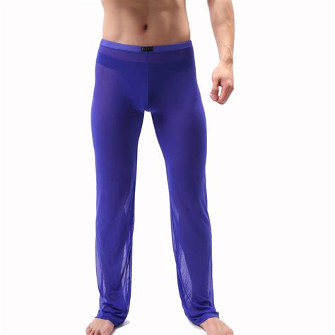 Cheap Mens Sexy Sleepwear Mesh See Through Pajama Bottoms Lounge Pants ...
