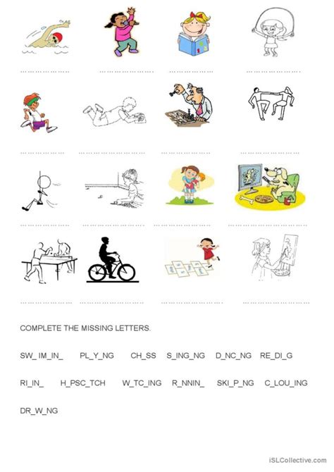 English Sing Sing Hobbies Worksheet 的图像结果