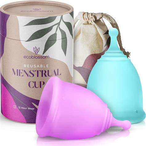 EcoBlossom Reusable Menstrual Cup Set - The Most Reliable Medical Grade Silicone Period Cups ...