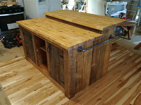 Kitchen island for my parents house. Old Iowa barn wood, scrap cedar ...