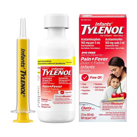 Buy Infants' Tylenol Acetaminophen Medicine, Dye-Free Cherry, 2 fl oz ...