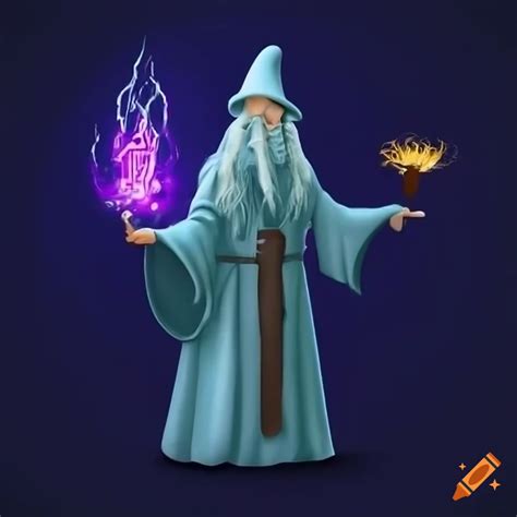 Wizard interacting with a computer on Craiyon