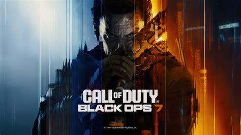 Call of Duty®: Black Ops 7 logo, three men and a woman in tactical gear carrying large weapons walk