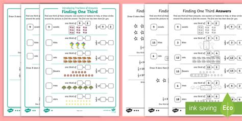 Introducing Fractions of Amounts - Finding One Third Differentiated ...