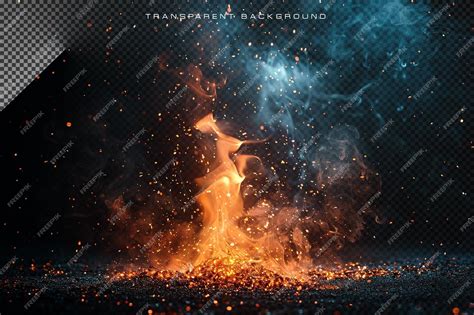 Premium PSD | Realistic smoke with fire overlay in transparent background