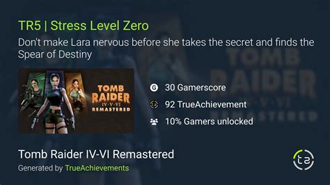 TR5 | Stress Level Zero achievement in Tomb Raider IV-VI Remastered