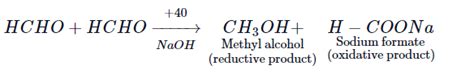 H C H O+40 % strong alkaline solution arrow one of the product is:
