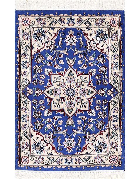 Isabelline Fine Hand knotted Persian Silk & wool Nain 1'7'' X 2'7 ...