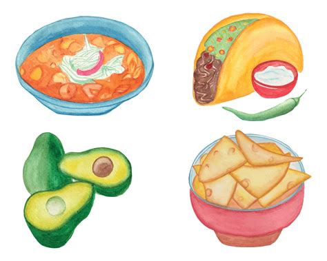 Watercolor Mexican Food Clipart Set, Watercolor Latin American Food ...