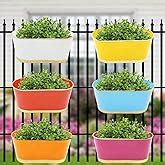 Artesia Metal Dotted Oval Shaped Railing Planters Flower pots for ...