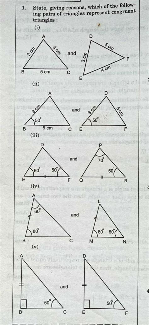 State giving reasons, which of the following pairs of triangles ...